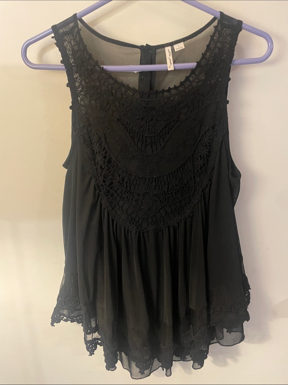 Ultra Pink Black Lace Crochet Tank Camisole